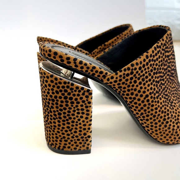 Alexander Wang Brown/Black Animal Print Suede Avery Block Heel Mules Size 38 - Picture 5 of 12